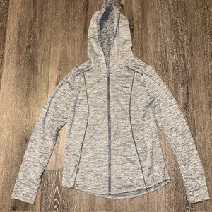 Women's Xersion Charcoal Gray Zip Up Jacket With Hoodie & Thumbholes, Size XS